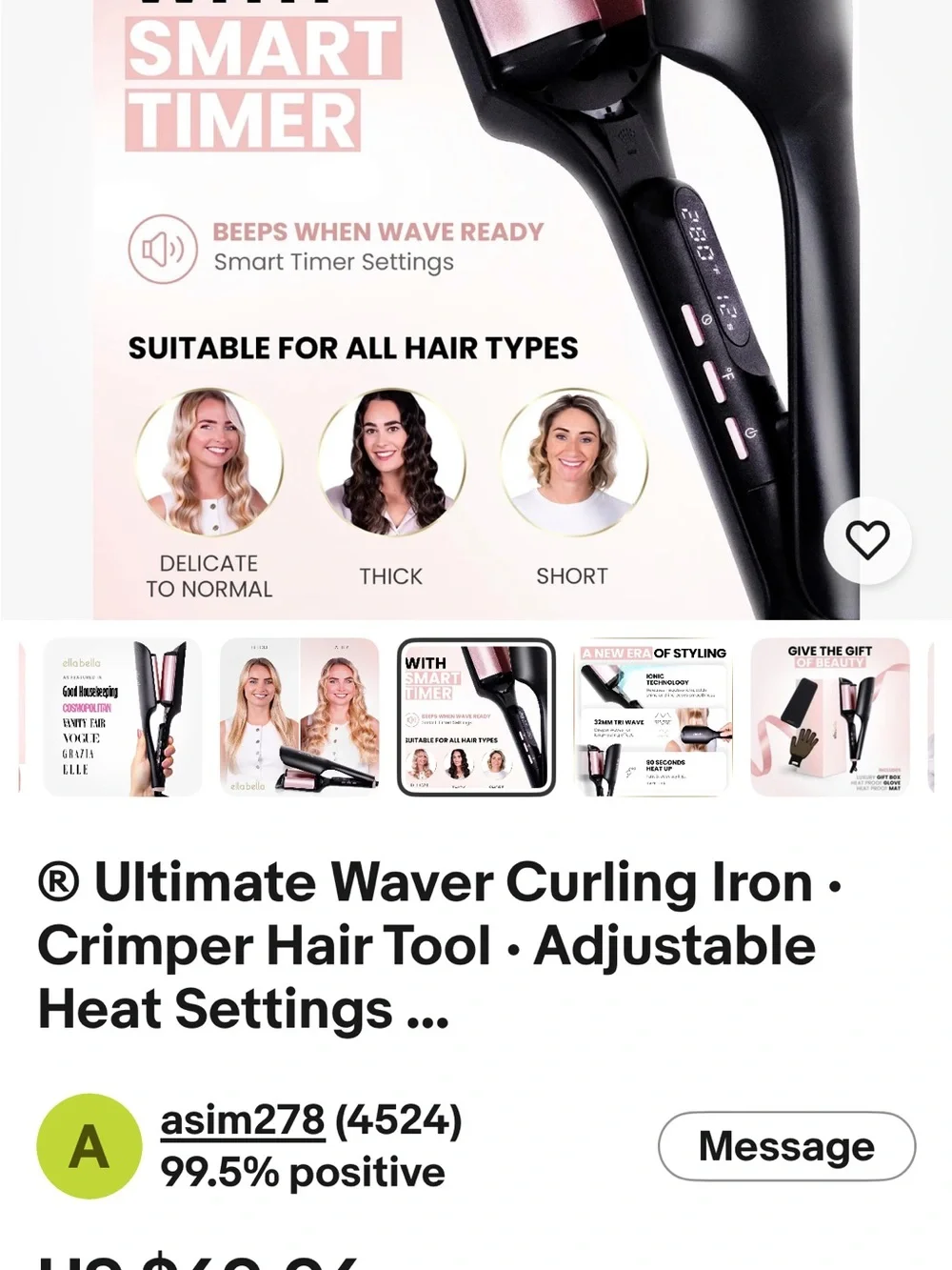 Compact Black and Rose Gold Mini Hair Straightener